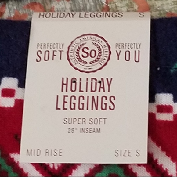 NWT Juniors SO Holiday Santa Leggings - Picture 3 of 6